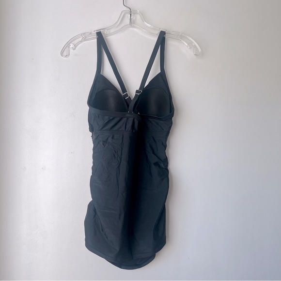 Pinkblush Black Solid Wrap Front Maternity Tankini Top S - Picture 7 of 7